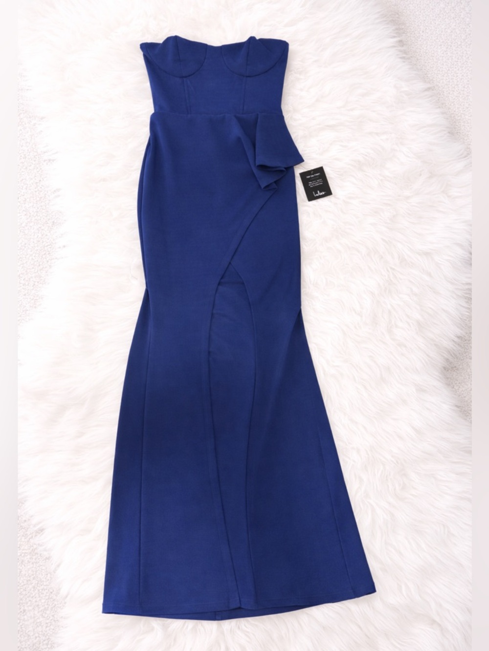 Lulu's Stunning Splendor Blue Bustier Tulip Maxi Dress S - Picture 7 of 8